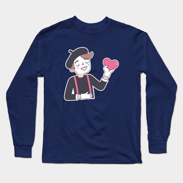 Cute Mime Heart My Heart Long Sleeve T-Shirt by rustydoodle